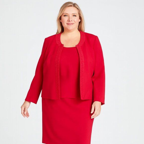 Kasper Dresses & Skirts - Kasper Red Women's 3 Piece Pencil Skirt Suit Set
